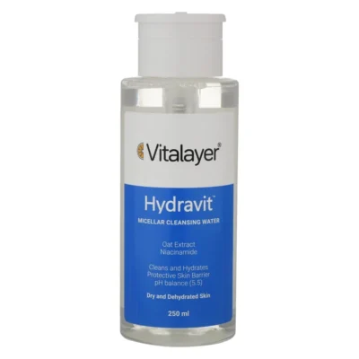 محلول پاک‌کننده آرایش (میسلار واتر) ویتالیر مدل Hydravit (مخصوص پوست‌های خشک) – ۲۵۰ میلی‌لیتر