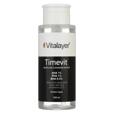 محلول پاک‌کننده آرایش ویتالیر مدل Timevit – حجم ۲۵۰ میلی‌لیتر